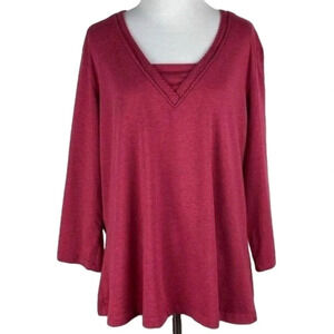 Coldwater creek womens top size 1X red 3/4 V-neck